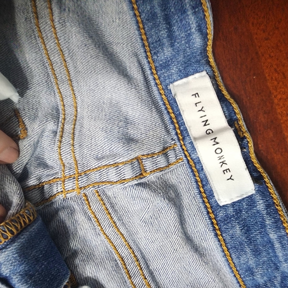 Flying Monkey Blue Denim with Yellow Stitching